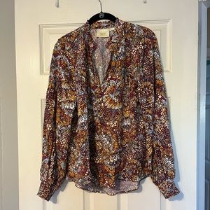 Anthropologie blouse/top w/ long sleeves - fall colors. BRAND NEW, size small.